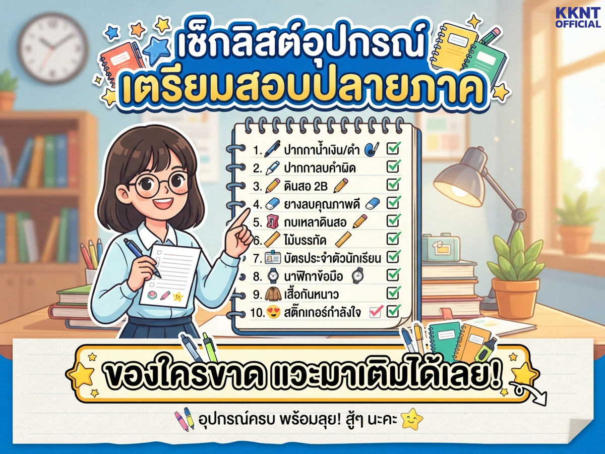 "เช็กลิสต์อุปกรณ์เตรียมสอบปลายภาค ของใครขาด แวะมาเติมได้เลย!"