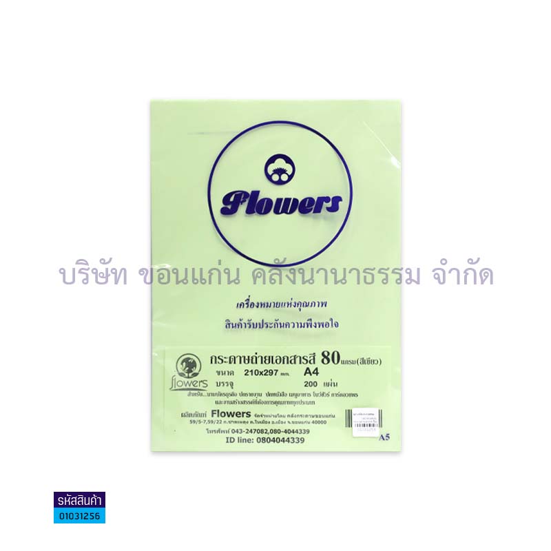 กระดาษถ่ายเอกสาร เขียวเข้ม 80G. A4(200ผ.)(1X10)