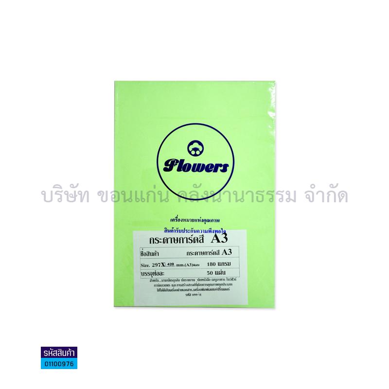 กระดาษการ์ดสี เขียว 180G. A3(50ผ.)(1X10)