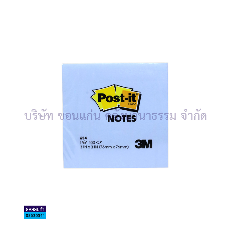 กระดาษโน๊ต(POST IT) 3M#654 ฟ้าพาสเทล(3X3")(1X12) - สน.