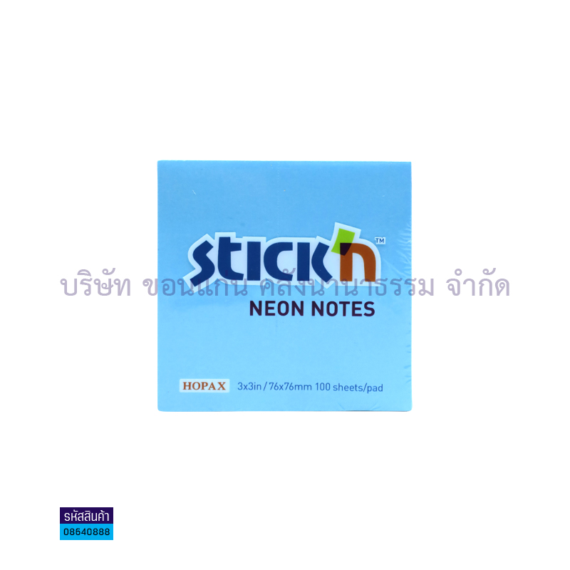 กระดาษโน๊ต(POST IT) STICK#21209 ฟ้านีออน(3X3")(1X12)