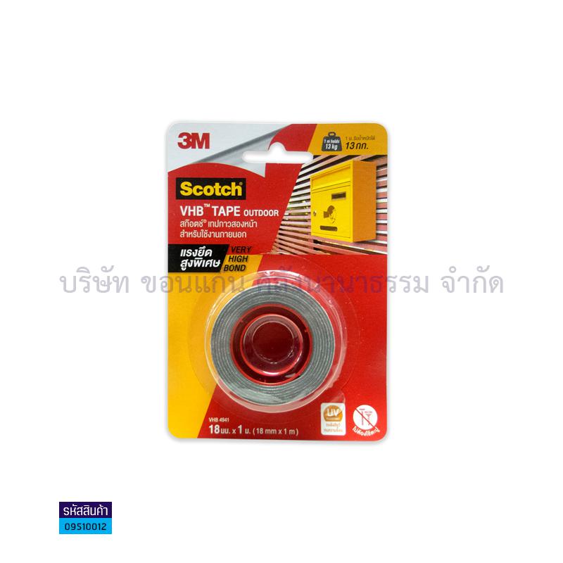 เทปกาว2หน้า 3M#4941(18มมX1ม.) งานภายนอก(1X24)