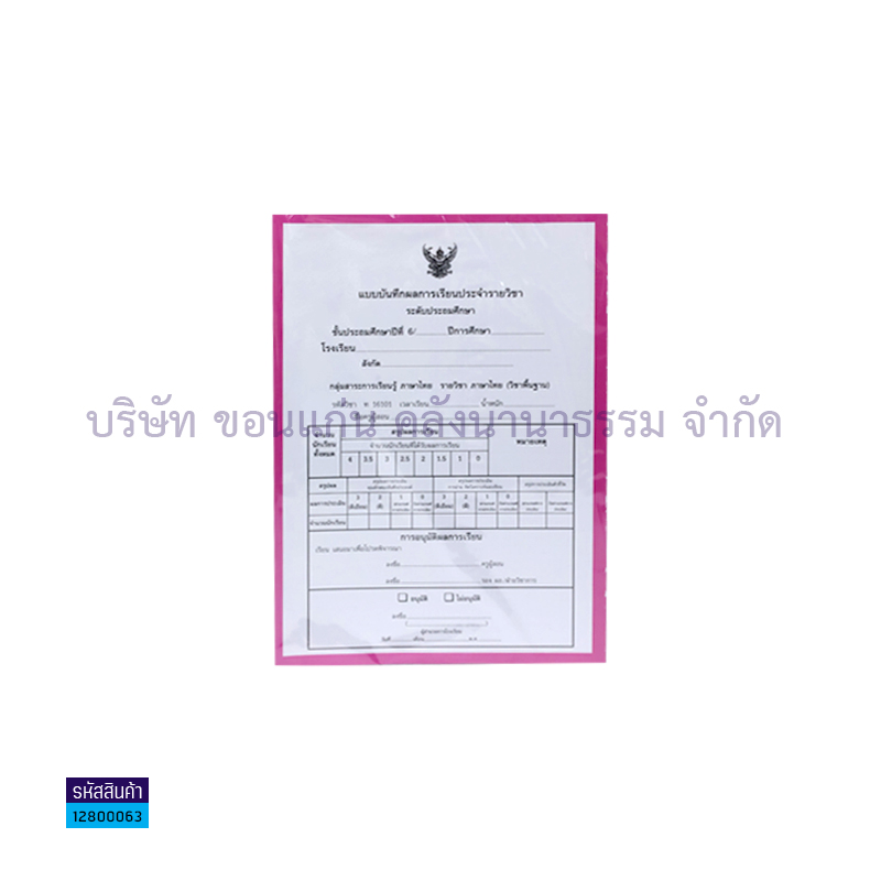 ปพ.5 ป.6 บันทึกผลการเรียนประจำวิชา (9 วิชา) - สื่อนำฯ