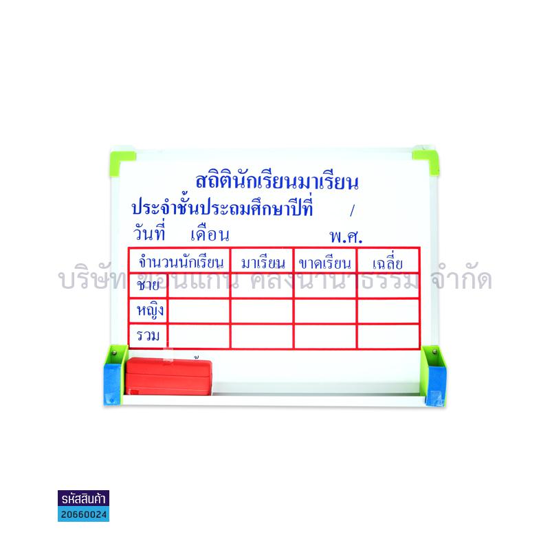 กระดานไวท์บอร์ดสถิติ+แปรง นักเรียนประถม(30X40ซม.)